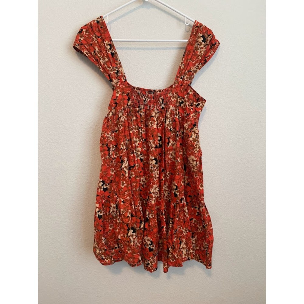 Free People Linen Blend Pattern Play Mini Dress S View 4